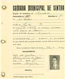 Registo de matricula de velocipedista em nome de José Marques, morador em Sintra, com o nº de inscrição 1966.