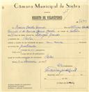 Registo de velocípede com o nº 7639, em nome de Mário Coelho Nunes, morador em Belas.