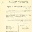 Registo de um veiculo de duas rodas tirado por dois animais de espécie cavalar destinado a transporte de mercadorias em nome de Edwin Von Loehr, morador na Quinta da Balsa na Ribeira de Sintra.