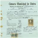 Registo de matricula de velocipedista em nome de Fernando Lúcio da Silva, morador em Colares, com o nº de inscrição 435.