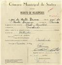 Registo de velocípede com o nº 6904, em nome de José dos Santos Damas, morador em Morelinho.