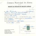 Registo de um veiculo de duas rodas tirado por um animal de espécie asinina destinado a transporte de mercadorias em nome de Noé Fernandes, morador em Vila Verde.