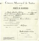 Registo de velocípede de marca Famel, com o nº 8322, em nome de Basílio Sebastião Antunes, morador em Cortegaça.