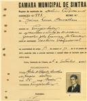Registo de matricula de cocheiro profissional em nome de Jaime Ferrer Carvalhosa, morador em Pero Pinheiro, com o nº de inscrição 991.