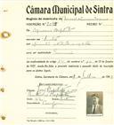 Registo de matricula de carroceiro de 2 ou mais animais em nome de Cipriano Batista, morador em Sintra, com o nº de inscrição 2095.