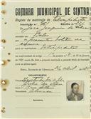 Registo de matricula de velocipedista em nome de José Joaquim da Silva, morador em Belas, com o nº de inscrição 961.