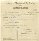 Registo de velocípede de marca Oriental, com o nº 6873, em nome de Bernardo Cheroux, morador em Vale de Lobos.
