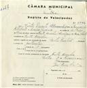 Registo de velocípede de marca Cycles Pombal, com o nº 5042, em nome de Vítor Duarte Alexandre, morador em Fonte Aranha.
