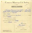 Registo de velocípede com o nº 7541, em nome de Guilherme Albuquerque Henrique Castilho, morador em Queluz.