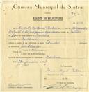 Registo de velocípede de marca Pombal, com o nº 6263, em nome de Eduardo Miguel Ribeiro, morador em Morelena.