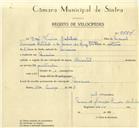Registo de velocípede de marca Oriental, com o nº 9884, em nome de José Vieira Catalão, morador em Maceira.