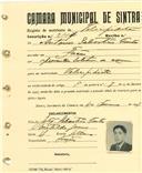 Registo de matricula de velocipedista em nome de António Sebastião Farto, morador na Fação, com o nº de inscrição 2147.