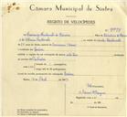 Registo de velocípede com o nº 9995, em nome de Fernando Fortunato de Oliveira, morador em Queluz.