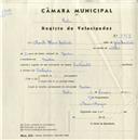 Registo de velocípede de marca Continental, com o nº 5019, em nome de Renato Otávio Cristovão, morador em Queluz.