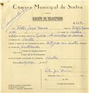 Registo de velocípede de marca Citifix, com o nº 6349, em nome de Vítor José Névoa, morador em Sintra.