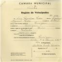 Registo de velocípede de marca Ibérica, com o nº 1199, em nome de Luís Francisco Pedro, morador em Pernigem.