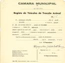 Registo de um veiculo de duas rodas tirado por dois animais de espécie bovina destinado a transporte de mercadorias em nome de Domingos Estêvão, morador no Casal de Mairanes.