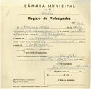 Registo de velocípede de marca Nacional, com o nº 343491, em nome de Adriano Artur, morador em Assafora.