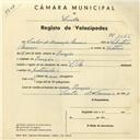 Registo de velocípede de marca Star, com o nº 4065, em nome de Carlos de Assunção Nunes, morador em Banzão.