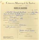 Registo de velocípede de marca Star, com o nº 6827, em nome de Sebastião Manuel Coutinho, morador em Rebanque.