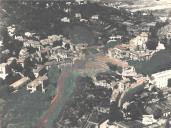 Vista aérea da Vila de Sintra com o traçado das obras de alargamento da Volta do Duche.