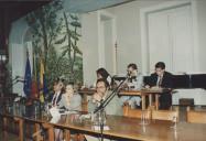 Sessão da Assembleia Municipal de Sintra na sala da Nau do Palácio Valenças com a presença de Edite Estrela, presidente da Câmara Municipal de Sintra, acompanhada pelo vereador Herculano Pombo.