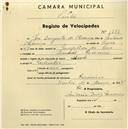 Registo de velocípede com o nº 1474, em nome de José Augusto de Olivença, morador em Recoveiro.