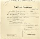 Registo de velocípede de marca Nacional, com o nº 662, em nome de António Tomás Francisco, morador em Cabecinha.