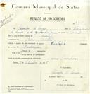 Registo de velocípede de marca Citifix, com o nº 8317, em nome de Salvador de Sousa, morador em Mem Martins.
