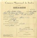 Registo de velocípede de marca Aprilia, com o nº 6487, em nome de Luís Batista Ribeiro, morador em Linhó.