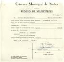 Registo de velocípede com o nº 9260, em nome de Silvino Marques Libório, morador em Albogas.