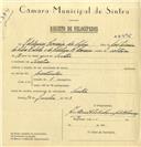Registo de velocípede com o nº 6495, em nome de Valdemar Correia da Silva, morador em Sintra.
