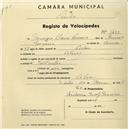 Registo de velocípede com o nº 1450, em nome de Tomásia Silveira Lourena, morador em Colares.
