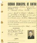 Registo de matricula de cocheiro profissional em nome de Manuel Nunes Malha, morador na Quinta da Piedade, com o nº de inscrição 859.