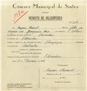 Registo de velocípede de marca Olimpique, com o nº 6886, em nome de Sezário Manuel, morador em Odrinhas.