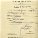 Registo de velocípede com o nº 2124, em nome de Maria Margarida de Figueiredo, moradora em Pinhal da Nazaré.