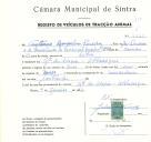 Registo de um veiculo de duas rodas tirado por um animal de espécie muar destinado a transporte de mercadorias em nome de António Gonçalves Pereira, morador na Quinta das Acácias, Albarraque.