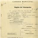 Registo de velocípede de marca Star, com o nº 2177, em nome de Joaquim Francisco Almeida, morador em Avª Heliodoro Salgado nº 108, Sintra.