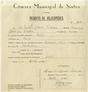 Registo de velocípede de marca Pachancho, com o nº 8175, em nome de Augusto Afonso Pedroso, morador em Sintra.