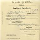 Registo de velocípede de marca Zenith, com o nº 1724, em nome de Eleutério Rodrigues Seabra, morador no lugar das Covas.