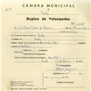 Registo de velocípede de marca Helios, com o nº 4026, em nome de António Vieira de Lima, morador em Queluz.