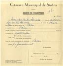 Registo de velocípede com o nº 7442, em nome de Mário dos Santos Ferreira, morador em Belas.