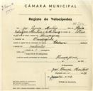 Registo de velocípede com o nº 3386, em nome de José Chança Monteiro, morador em Almoçageme.
