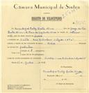 Registo de velocípede de marca Helios, com o nº 7215, em nome de Fernando José Montez Baeta Neves, morador em Rua Heliodoro Salgado, Sintra.