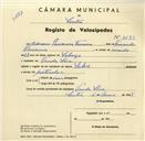 Registo de velocípede com o nº 3633, em nome de Adriano Paciência Ferreira, morador em Venda Seca.