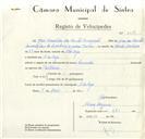 Registo de velocípede de marca Cruzador, com o nº 8876, em nome de José Heraclides dos Santos Conceição, morador em A-da-Beja.