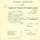 Registo de um veiculo de quatro rodas tirado por um animal de espécie cavalar destinado a transporte de mercadorias em nome de Manuel Catarino, morador no Alto do Forte.