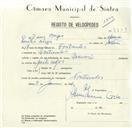 Registo de velocípede de marca Nacional, com o nº 8533, em nome de Dinis Borges, morador em Fontanelas.