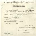 Registo de velocípede de marca Raio, com o nº 4761, em nome de José Augusto, morador em Faião.