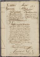 Feito cível de resíduos de testamento de Inês Joaquina Rosa, moradora em Casas Novas, Colares, cujo testamenteiro foi Romão Francisco Gomes, morador no mesmo lugar.